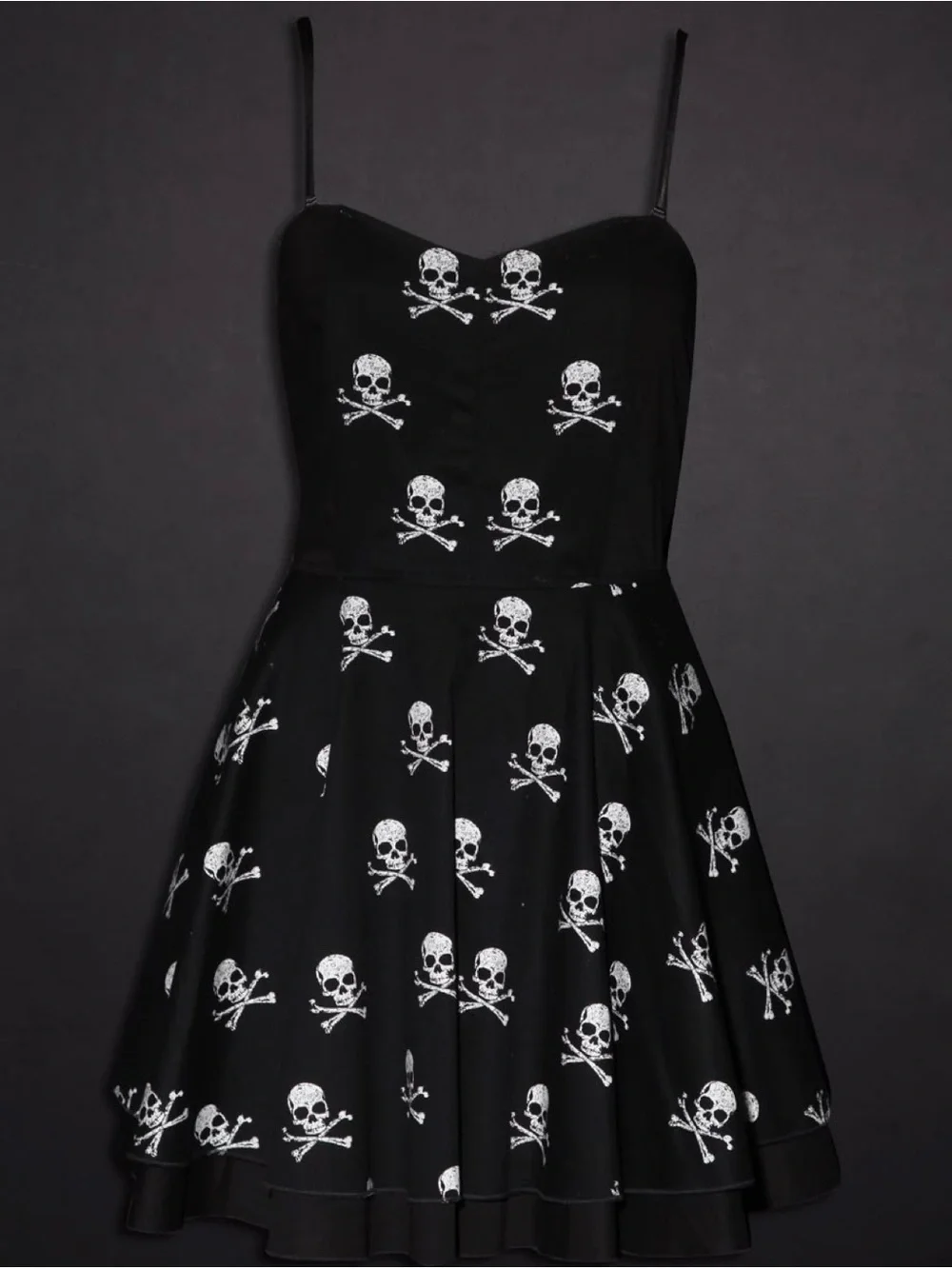 RockSteady Black Mini Dress with White Skull Print